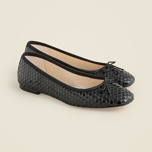 🆕 J. Crew Quinn Square-Toe Ballet Flats in Snake-Embossed Leather